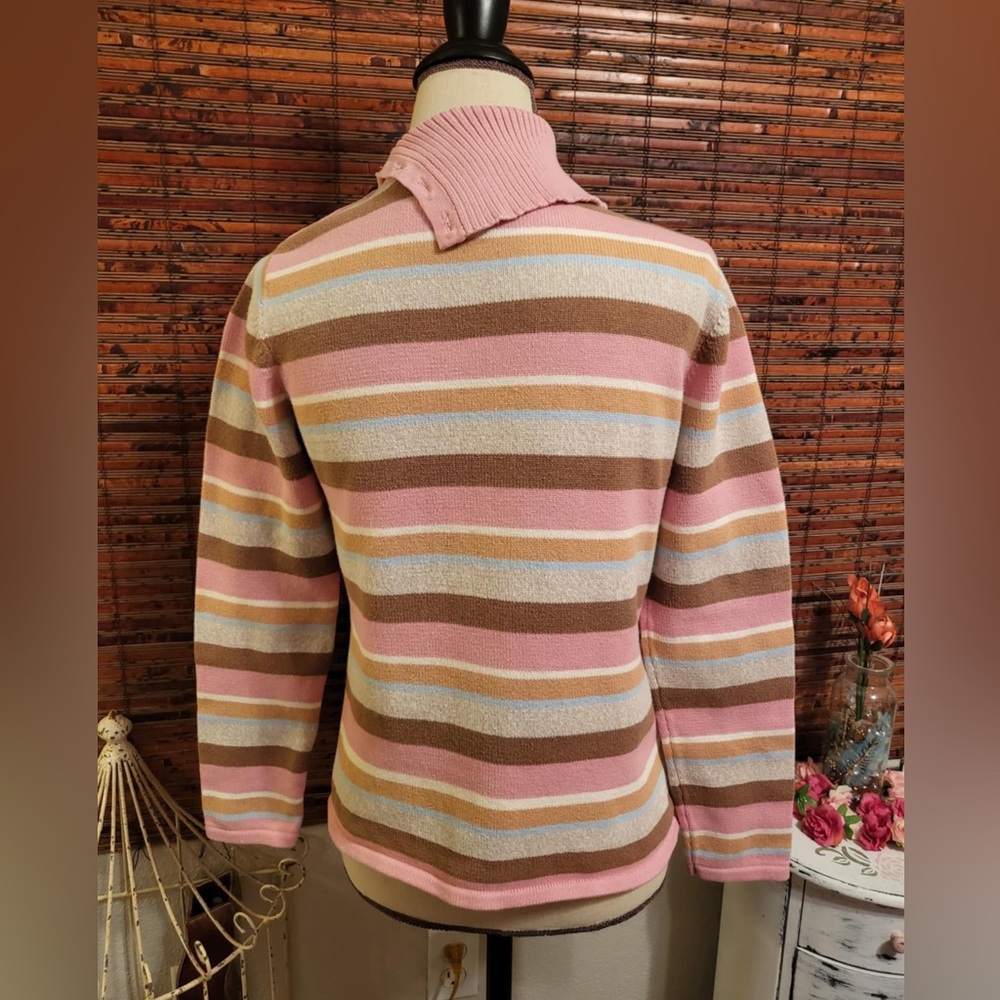 Liz Claiborne Crazy Horse Pink and Brown Cowl Neck Sweater - Picture 3 of 5
